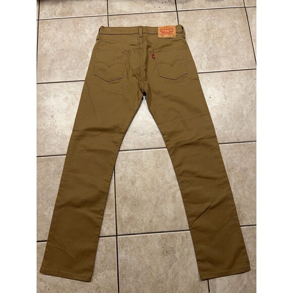 Levis Jeans Mens 30x32 513 Khaki Tan Denim Slim Straight Stretch Flex Casual NEW - Picture 4 of 10